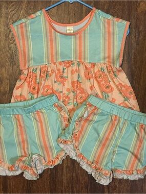 Matilda Jane Coral and Aqua Striped Pajamas